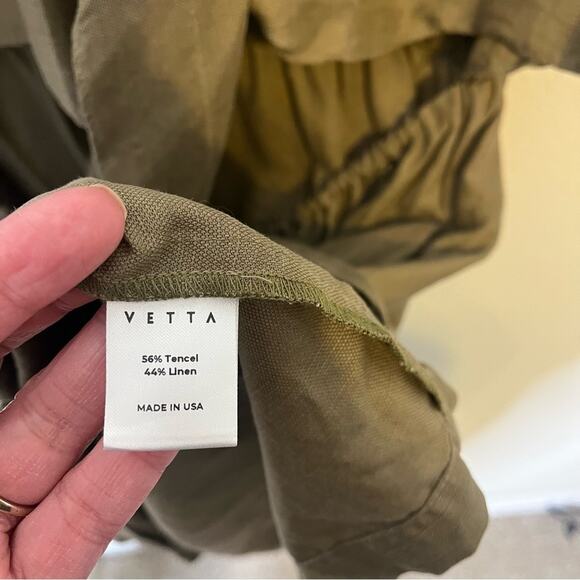 Vetta The Convertible Wrap Mini Dress Olive Green Linen Blend Womens Size M - Picture 8 of 8